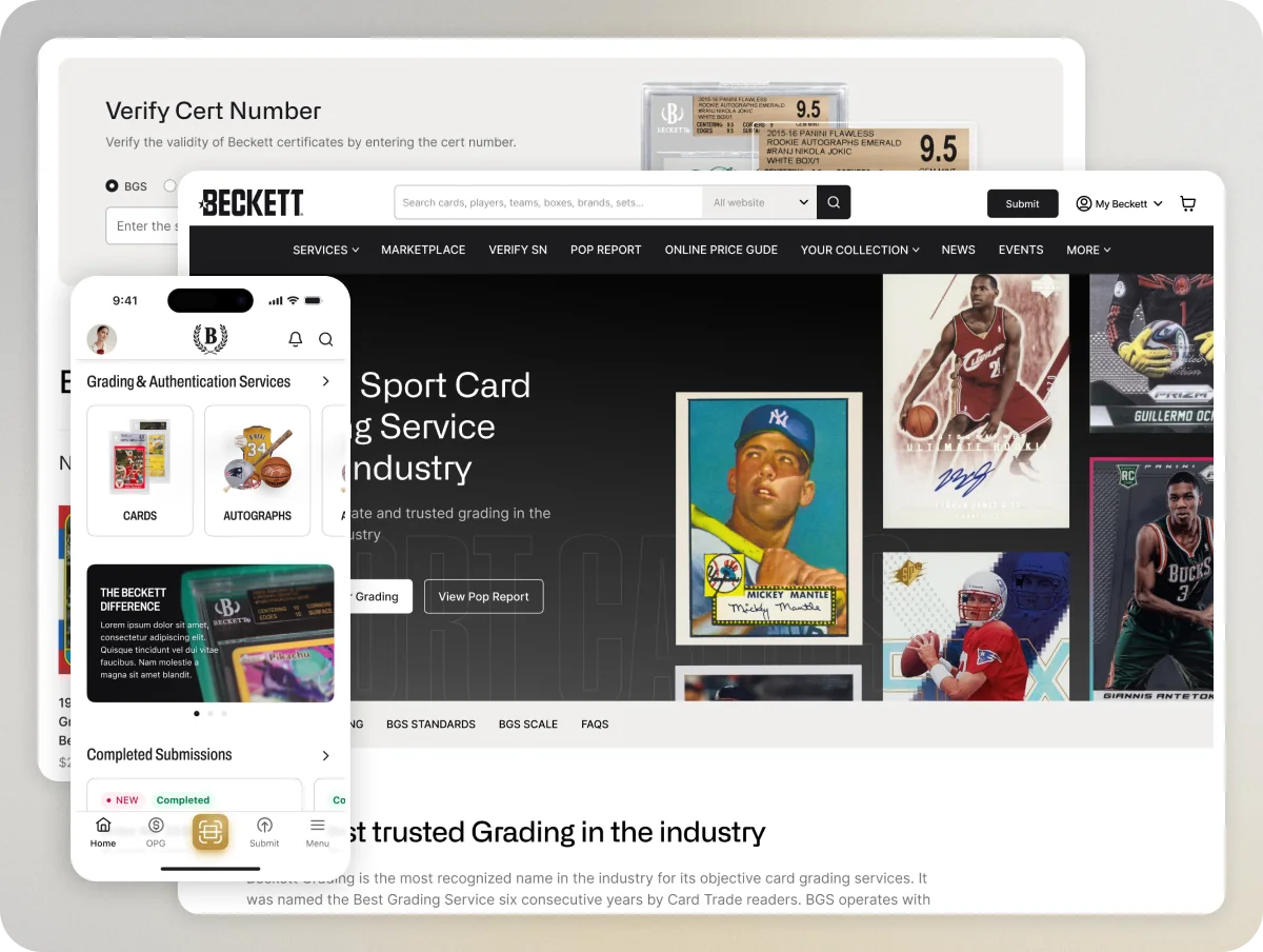 Beckett.com - widoki web i mobile app